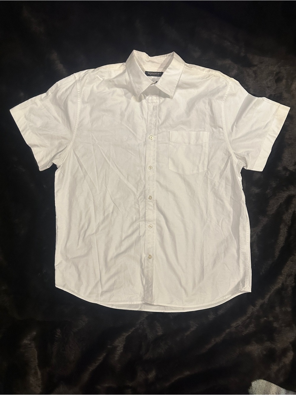 Banana Republic Mens Slim Fit Short Sleeve Linen Button Down Shirt, size XL